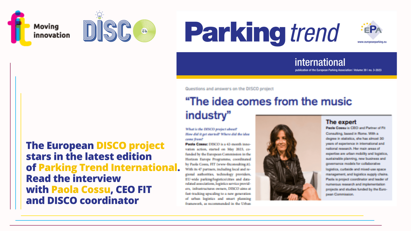 The European DISCO project stars in the latest edition of Parking Trend International. Read the interview with Paola Cossu